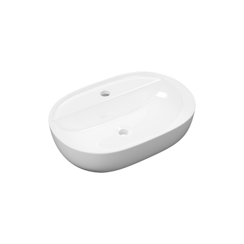 Jima umywalka nablatowa 51x38 cm owalna z otworem na baterię, biały połysk