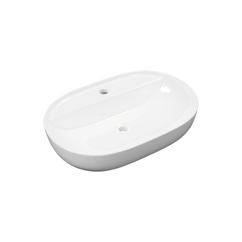Jima umywalka nablatowa 61x41 cm owalna z otworem na baterię, biały połysk