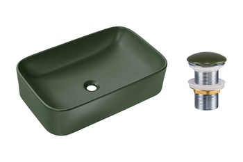 Ceramiczna umywalka nablatowa 60cm SET-KAMA MFG 60 T201MFG-3 Comad z korkiem click‑clack