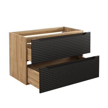 Szafka pod umywalkę Comad Czarny Mat, Dąb Olejowany 90 cm – LUXOR BLACK 82-90-2S
