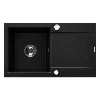 ZLEWOZ GRANIT 1K TESALIA CZARNY NAKRAPIANY Z SYF AUT CHR Z DŁUG OCIEK