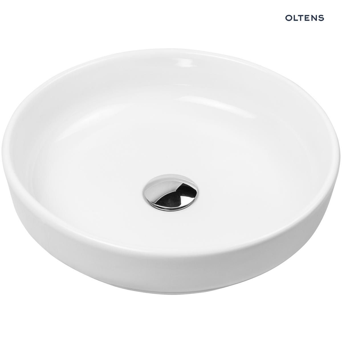 Oltens Fossa umywalka 40 cm nablatowa okrągła biała 40302000