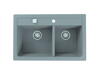 Zlewozmywak ATROX 50 79 x 50 cm szary + syfon POP-UP 3 1/2  1132001