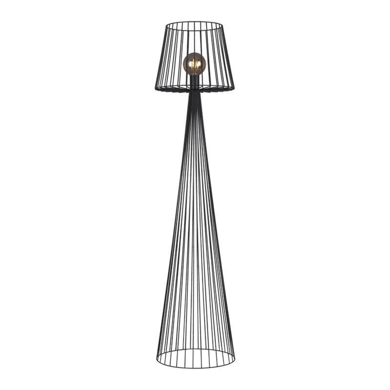 Czarna, druciana, industrialna lampa stojca K-4643 z serii SOUL BLACK