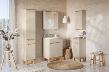 Zestaw meblowy 60cm z umywalką meblową Lava, szafką wysoką i szafką z lustrem set-bac 60cm lava hc mc