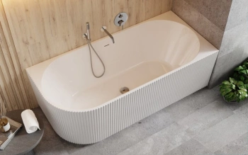 Besco ryflowana wanna wolnostojąca Denaya 170x80 prawa syfon grafit WAS-170DPGR