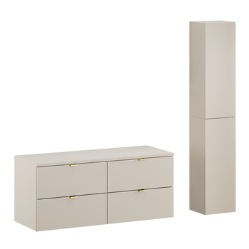 Zestaw mebli łazienkowych Dalia Cashmere 120cm z blatem i Szafką wysoką – SET-DC B 120CM HC