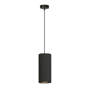 Lampa wisząca pojedyncza tuba z abażurem 60W czarny/złoty 1067/1 1