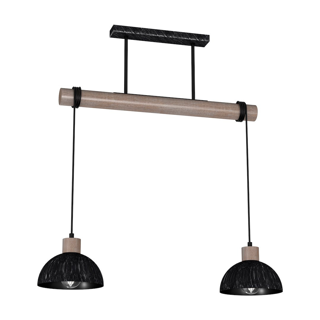 Lampa wiszca ERIK Sawn black/Patinated wood 2XE27