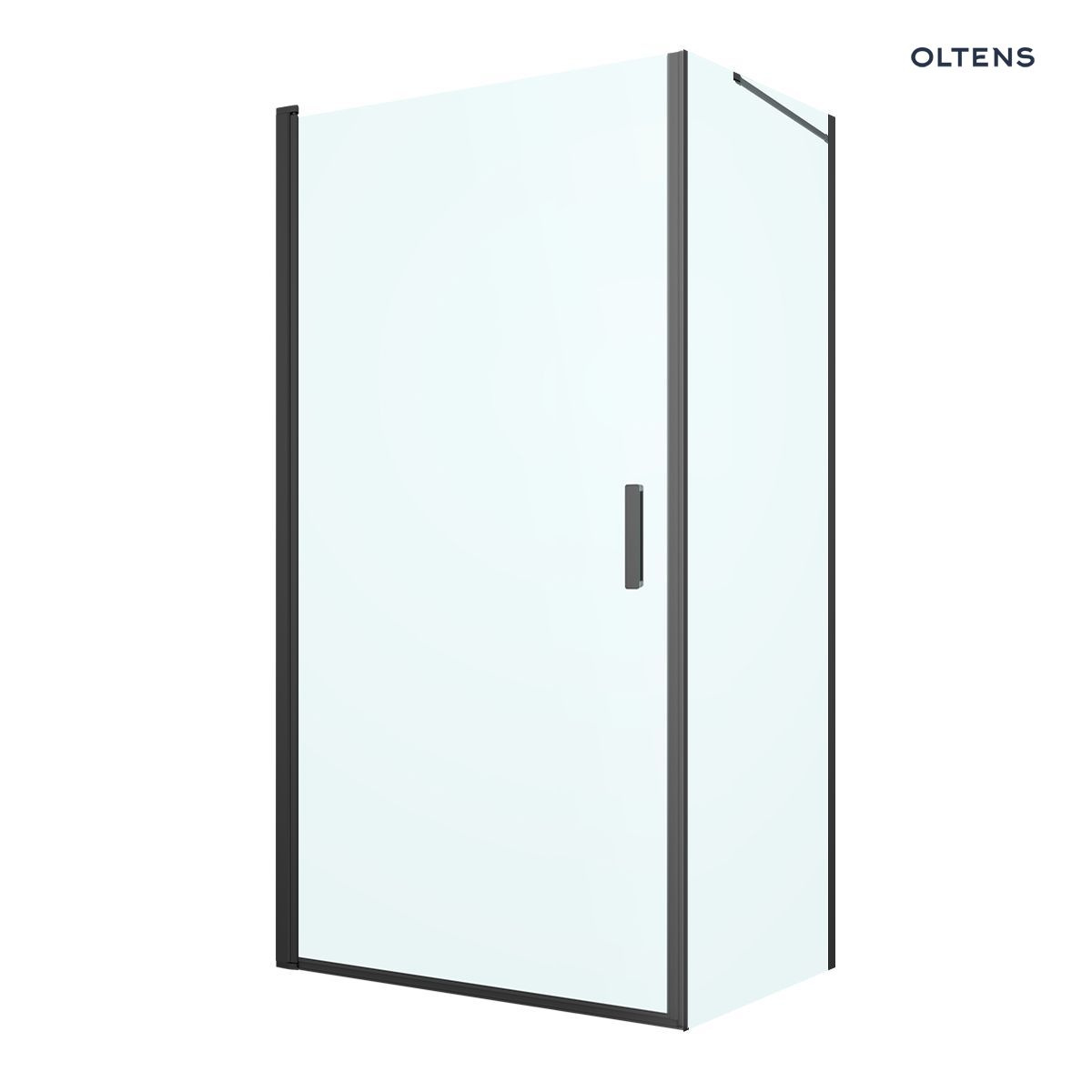 Oltens Rinnan kabina prysznicowa 100x80 cm prostokątna drzwi ze ścianką czarny mat/szkło przezroczyste 20218300