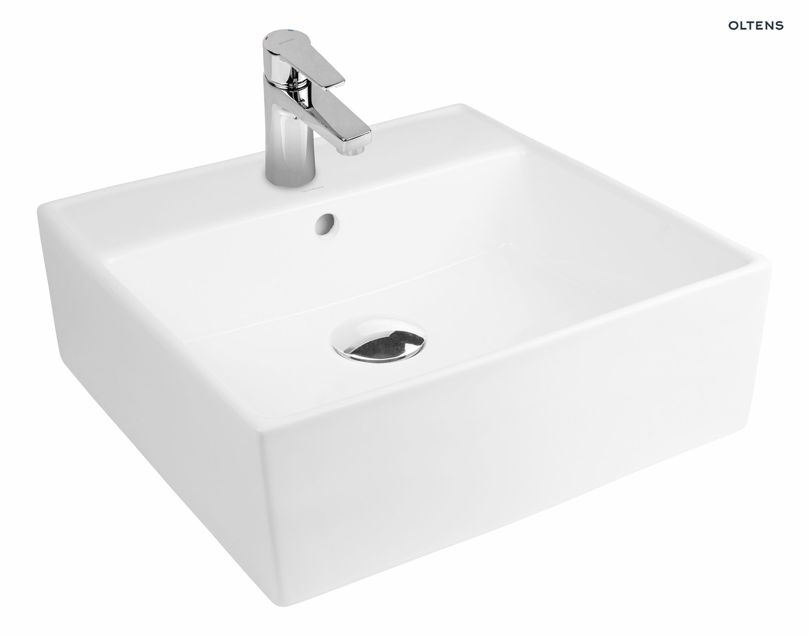 Oltens Hyls umywalka 47 cm nablatowa kwadratowa biała 41309000