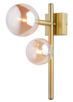 NEPTUN nowoczesny kinkiet satynowany 2-punktowy klosz bursztynowy 1900