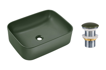 Ceramiczna umywalka nablatowa 50cm SET-KAMA MFG 50 T201MFG-3 Comad z korkiem click‑clack