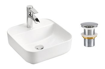 Ceramiczna umywalka nablatowa 40cm SET-MAGIC 40 DP T201L-3 Comad z korkiem click‑clack