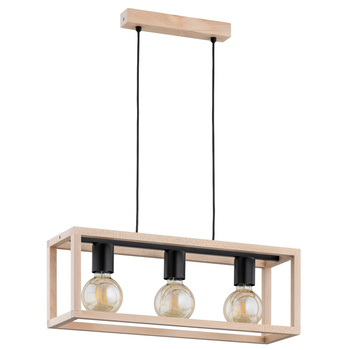 Prostokątna lampa wisząca PAKO 62285 z elementami drewna