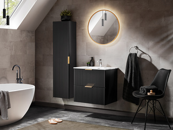 Zestaw mebli łazienkowych Adel Black 60cm z umywalką, regałem dolnym i lustrem – SET -ADB SKY 60 CM 2