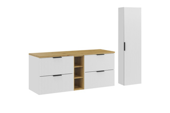 Zestaw mebli łazienkowych Adel White 140cm z blatem i szafką wysoką – SET-ADW B ARTISAN 140CM HC