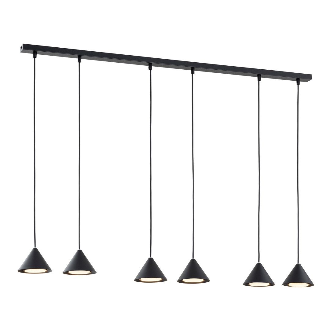 Lampa wiszca na listwie 6-punktowa ELIT 6 BLACK 1330/6