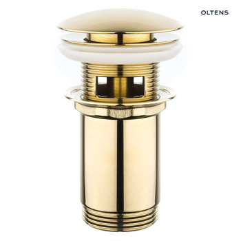 Oltens Halsa korek umywalkowy klik klak okrągły z przelewem G1 1/4 złoty połysk 05100800