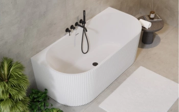 Besco dościenna wanna wolnostojąca ryflowana Leya 150x75 klik-klak biały mat WAS-150-LBI