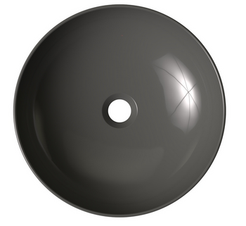 Okrągła umywalka ceramiczna nablatowa Ravak Uni 400 B szary połysk
