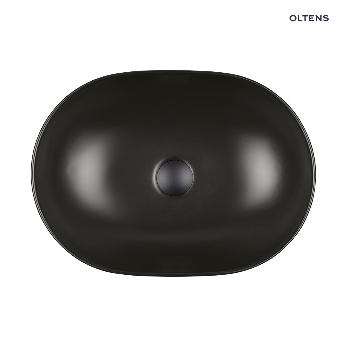 Oltens Hamnes Thin umywalka 49,5x35,5 cm nablatowa owalna z powłoką SmartClean czarny mat 40819300