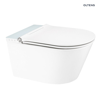 Toaleta myjąca Oltens SmartFrisk z deską, bezkołnierzowa miska WC z powłoką SmartClean – biała, 42038000