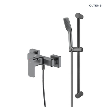 Zestaw Oltens Hadsel bateria prysznicowa ścienna z kompletem natryskowym Tide Alling grafit 36045400