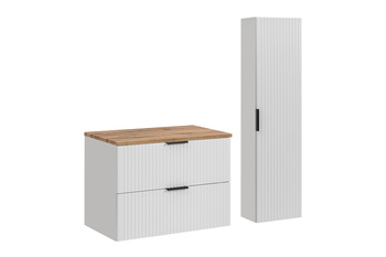 Zestaw mebli łazienkowych Adel White 80cm z blatem i Szafką wysoką – SET-ADW B WOTAN 80CM HC