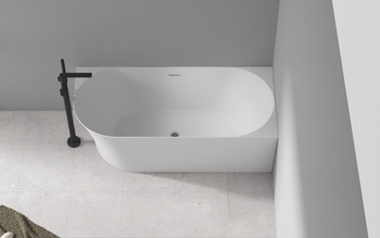 Wanna MOLLY  wolnostojąca akrylowa narożna 150x78 cm prawa, przelew szczelinowy, bialy korek