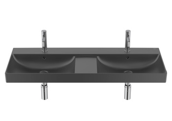 ONA Umywalka ścienna podwójna 120x46 cm Fineceramic® CZARNY MAT