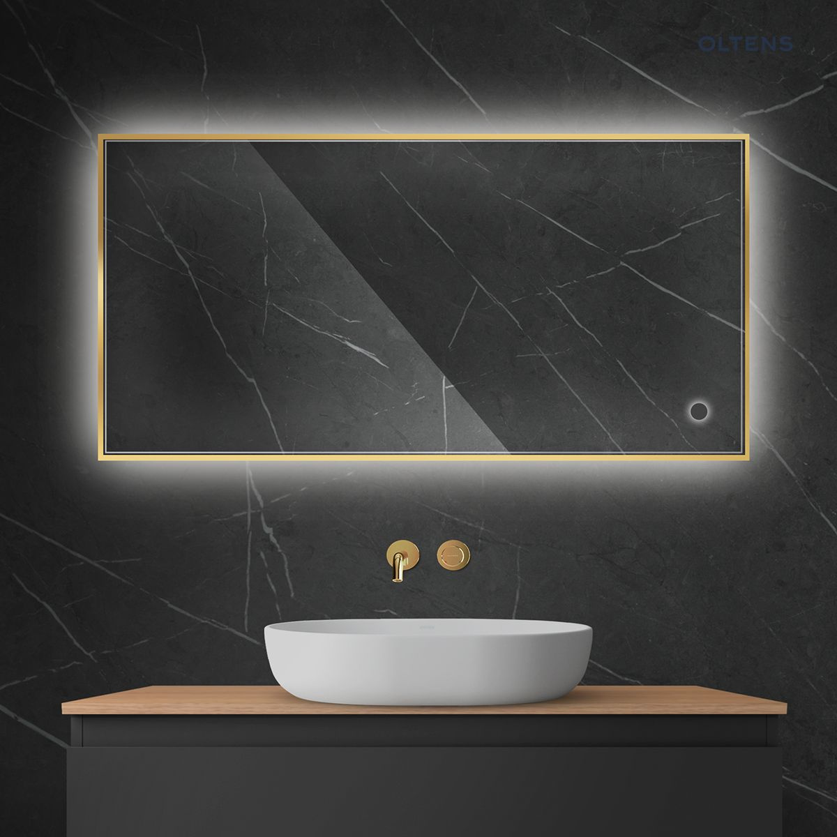 Oltens Nordlis lustro 60x120 cm prostokątne z oświetleniem LED i systemem Klarglas 64112800