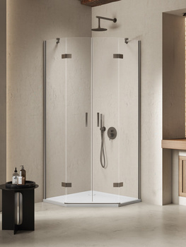 Kabina prysznicowa 100x80x200 Gunmetal 6 mm – NESTA GUNMETAL BRUSHED K-4791 z powłoką Active Shield 2.0 | Szczotkowanie