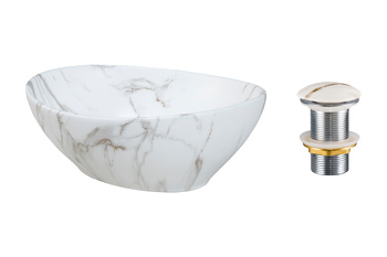 Ceramiczna umywalka nablatowa 40cm SET-PATI T201M-W3-3 Comad z korkiem click‑clack