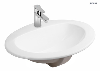 Oltens Kjos umywalka 52x46 cm wpuszczana w blat owalna z powłoką SmartClean biała 41700000