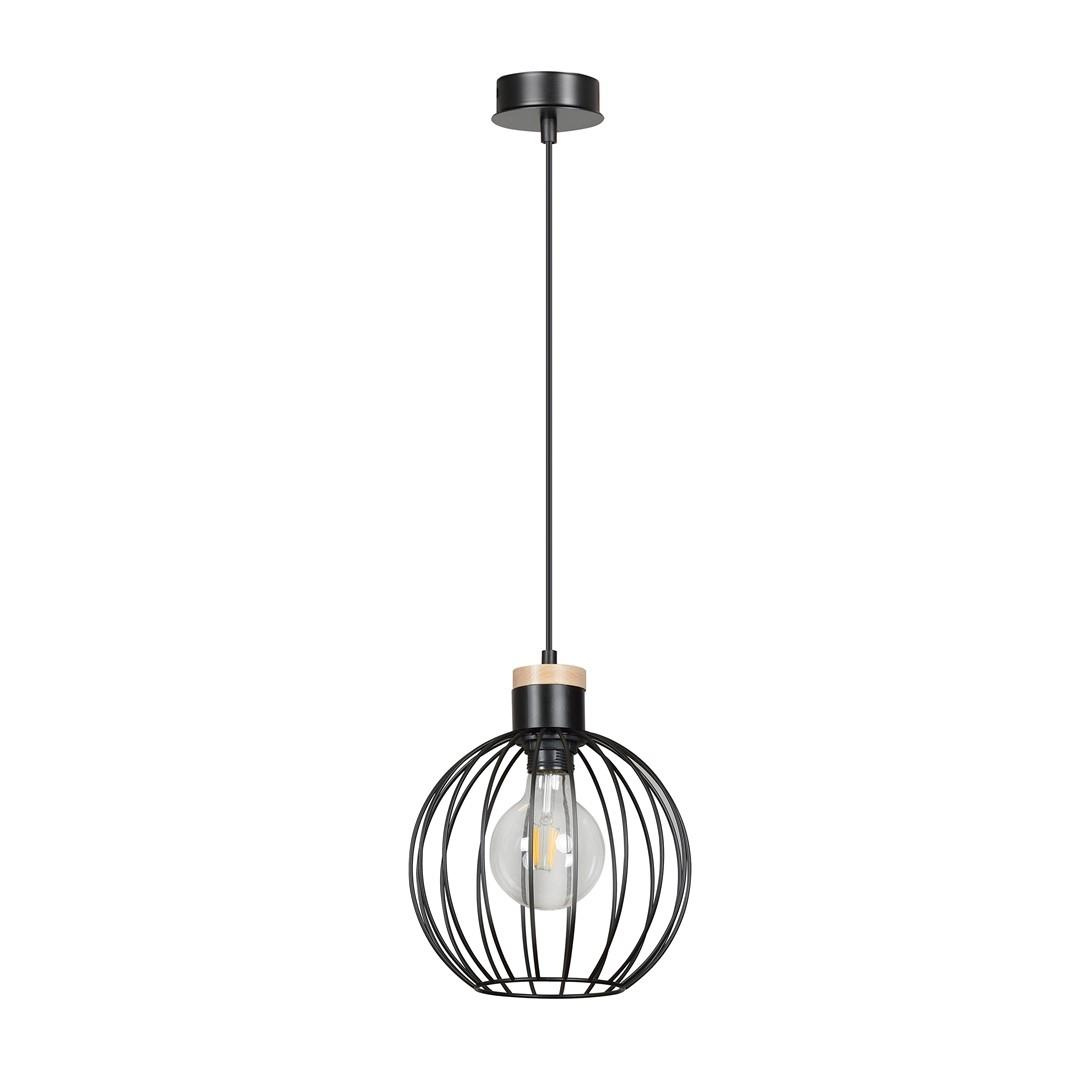 Lampa wiszca LOFT drewno metal kula 60W 22cm 754/1 BARBADO 1