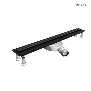 Oltens Langan Slim odpływ prysznicowy liniowy 60 cm czarny/czarny mat 30009300