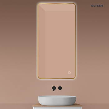 Oltens Nordlis lustro 60x120 cm prostokątne z oświetleniem od tyłu z matą grzewczą złoto szczotkowane 64121810