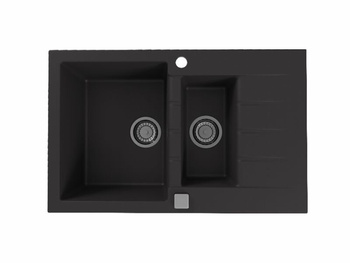 Zlewozmywak CADIT 70 czarny 79 x 50 cm 1,5 komorowy + syfon POP-UP 3 1/2  1131361