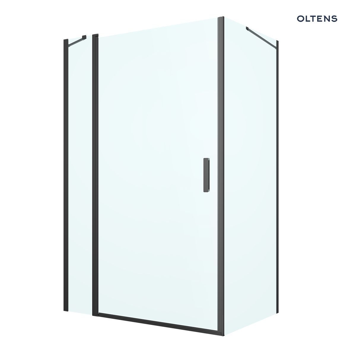 Oltens Verdal kabina prysznicowa 120x90 cm prostokątna drzwi ze ścianką czarny mat/szkło przezroczyste 20213300