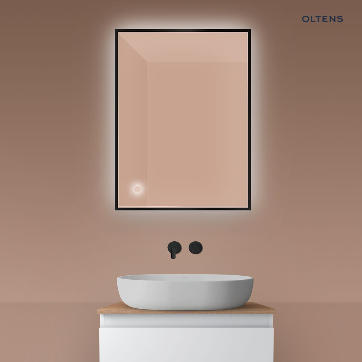 Oltens Nordlis lustro 60x80 cm prostok�tne z o�wietleniem LED i systemem Klarglas 64115300