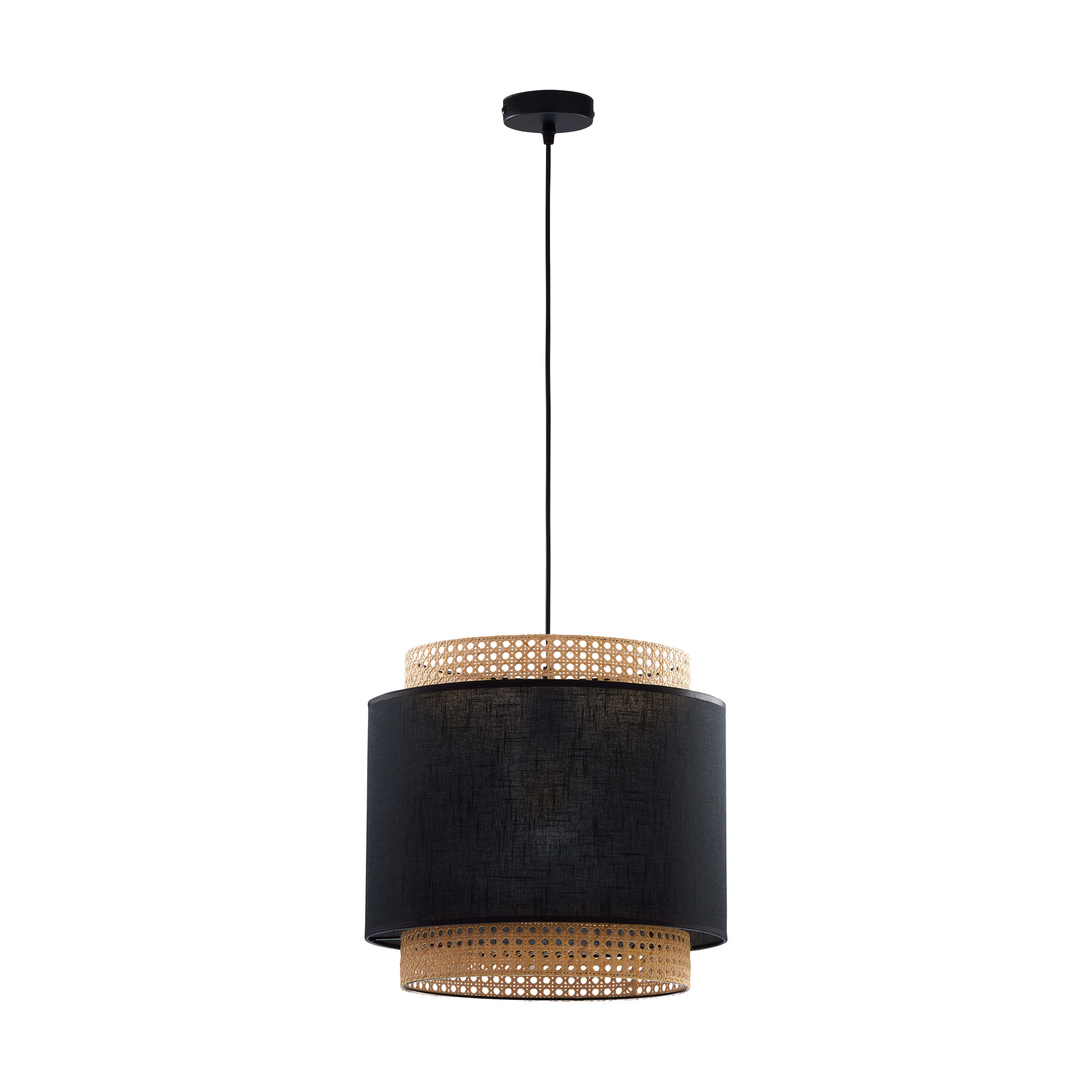 Lampa sufitowa wiszca z rattanowym abaurem E27 ZWIS BOHO BLACK 6542