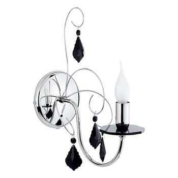 Kinkiet świecznikowy chrom, czarny z kryształki  Palmira 1xE14