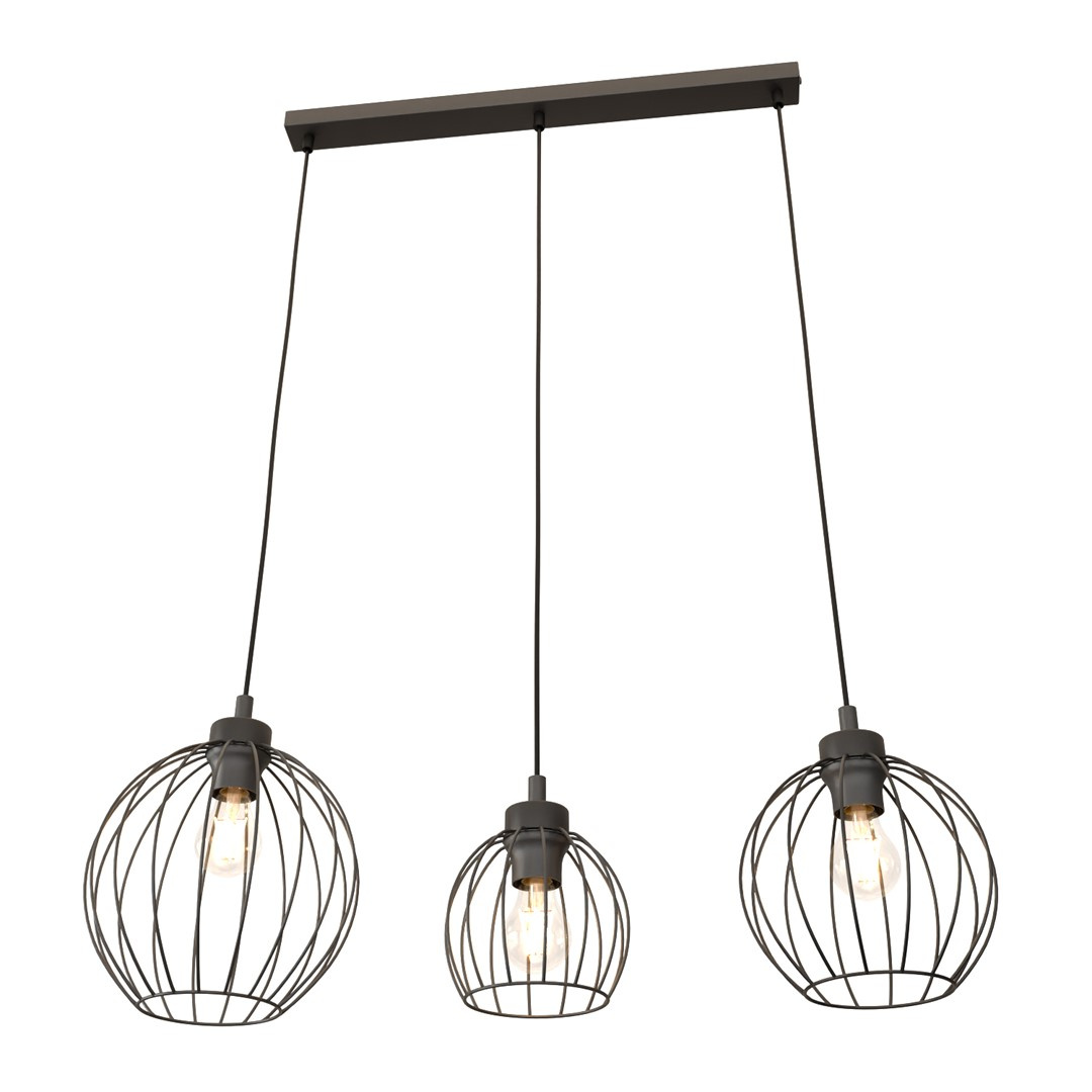 Lampa wisząca druciana na listwie Nando 3xE27 czarna EMIBIG 1369/3