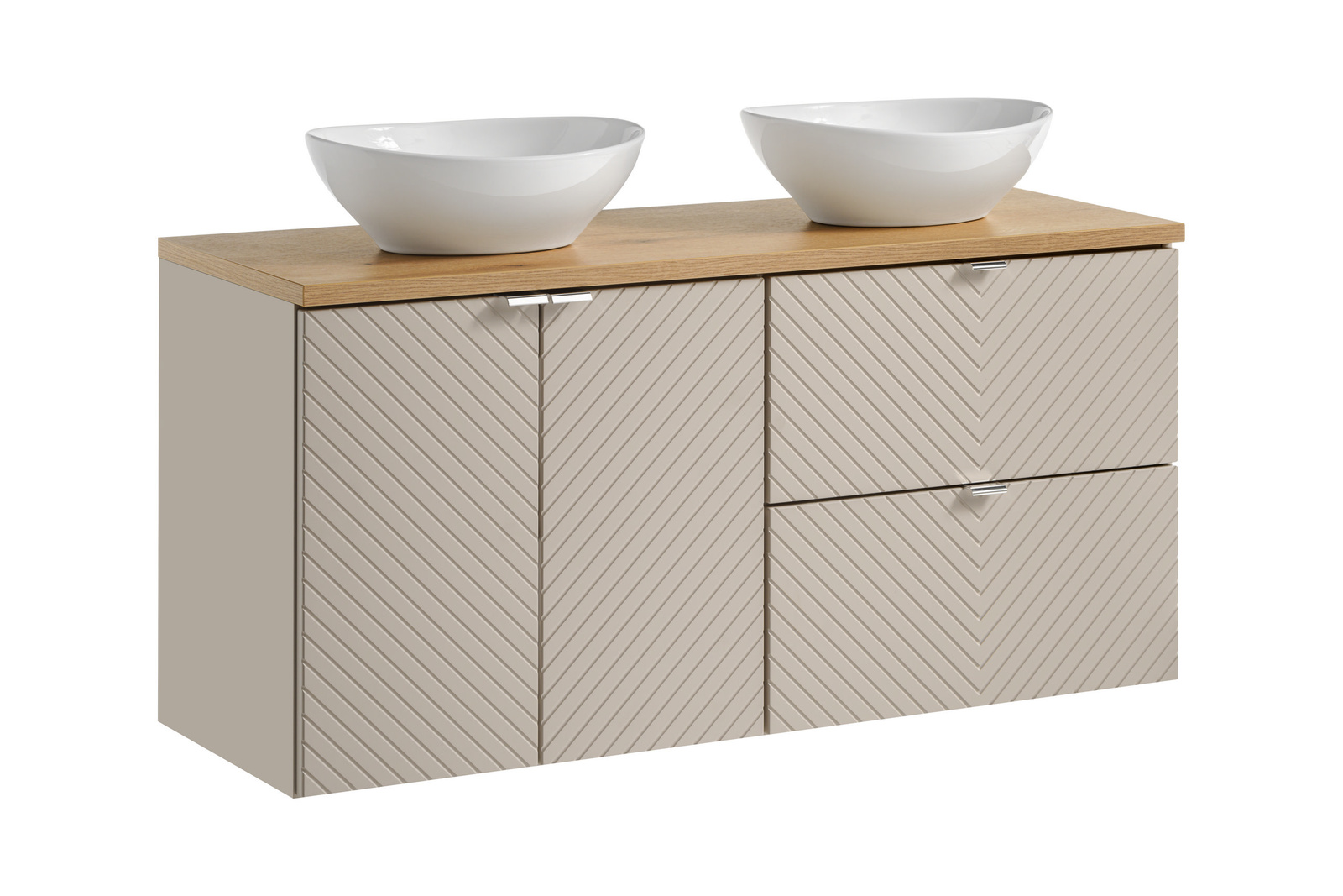 Zestaw meblowy 120cm z blatem i 2 umywalkami nablatowymi Lola set-vic b oak 120cm d/s un lola gw