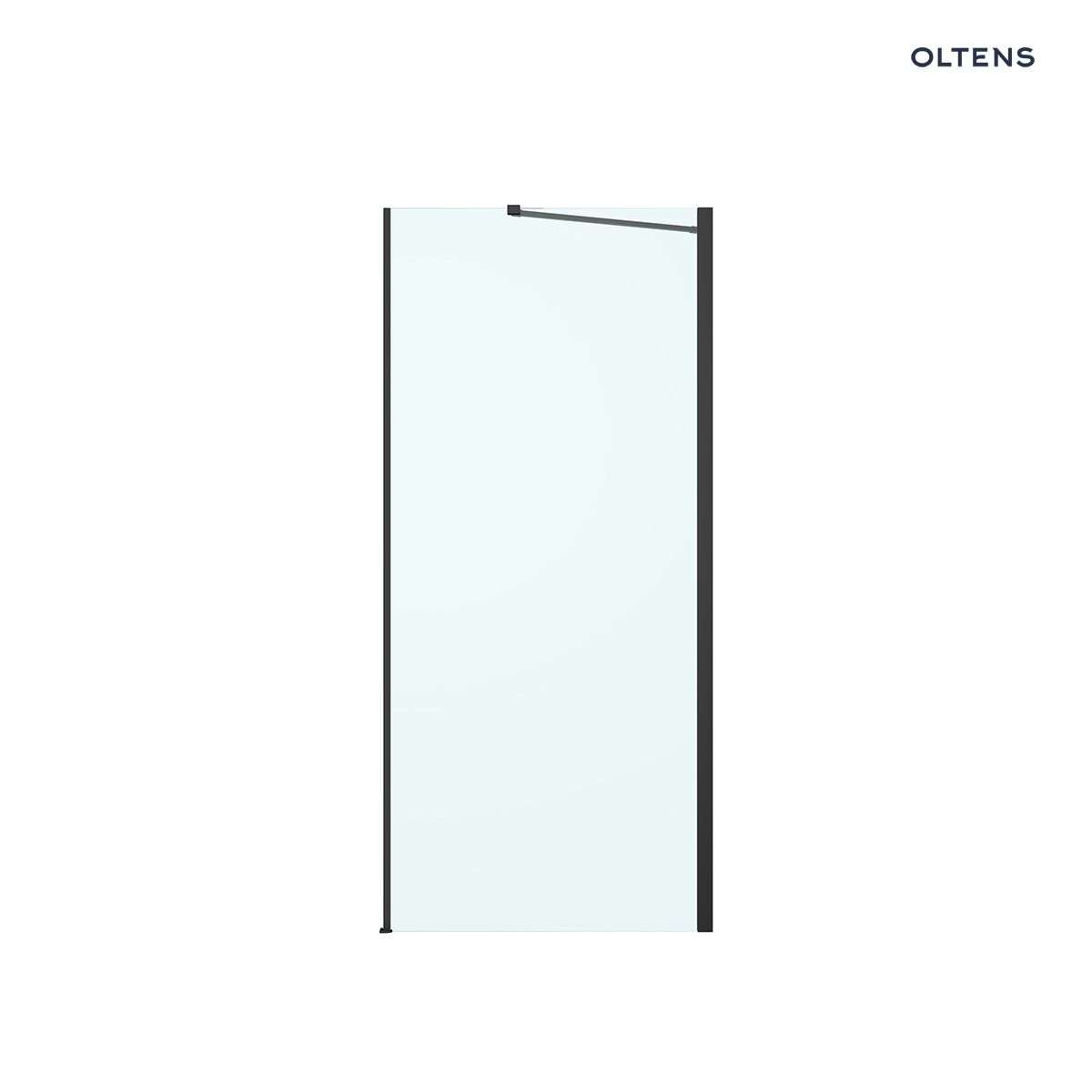 Oltens Hallan ścianka prysznicowa 90 cm boczna do drzwi czarny mat/szkło przezroczyste 22101300