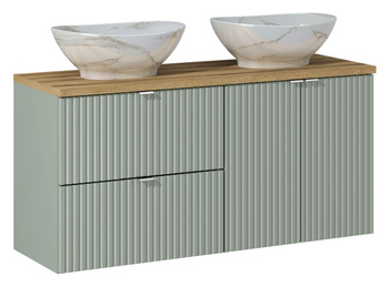 Zestaw mebli łazienkowych Line Reed Green 120cm z blatem i 2 umywalkami nablatowymi Pati – set-lrg b oak 120cm un pati