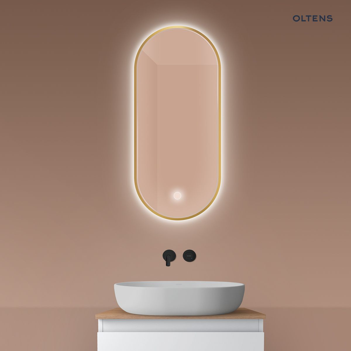 Oltens Nordlis lustro 40x90 cm owalne z o�wietleniem LED i systemem Klarglas 64113800