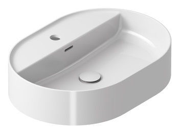 Owalna umywalka ceramiczna nablatowa Ravak Ceramic O Slim Shelf 55 cm z półką biała XJX01155003