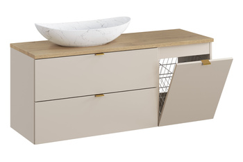 Zestaw meblowy 120cm z blatem, umywalką nablatową Lena i szafką z koszem na pranie SET-DC B CREMONA 120CM UN LENA LB